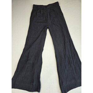 Wonderly Womens Grey High Rise Wide-Leg Pull On Pants Size S Crinkle Comfy Cozy